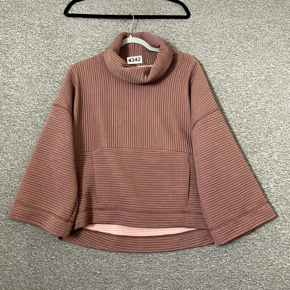 Lucy Women's Size Medium Pink Long Sleeve Ribbed Cowl Neck Pullover Sweater